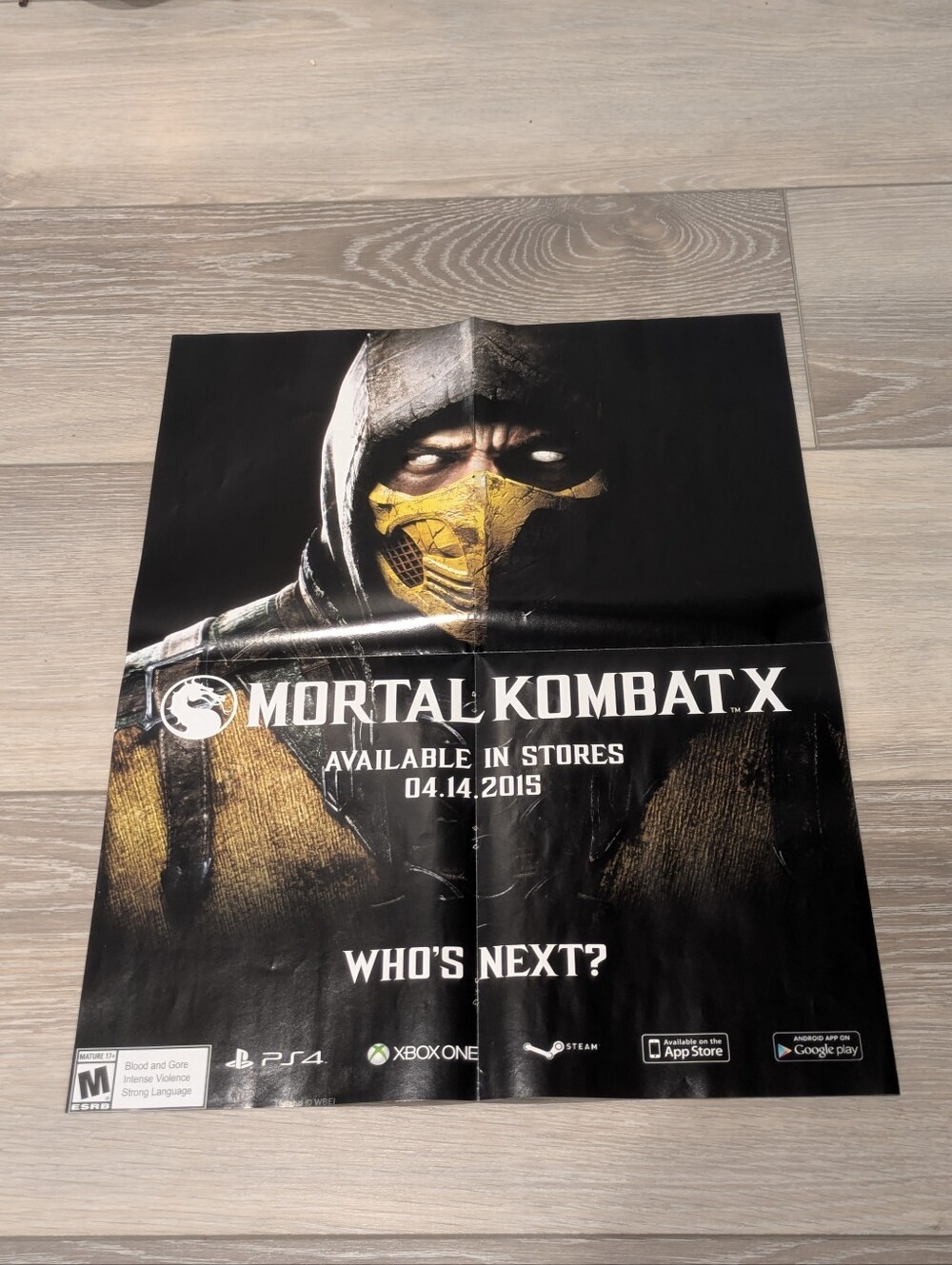 2015 Mortal Kombat X Print Ad Poster PS4 Xbox One SCORPION Promo Art Who's Next